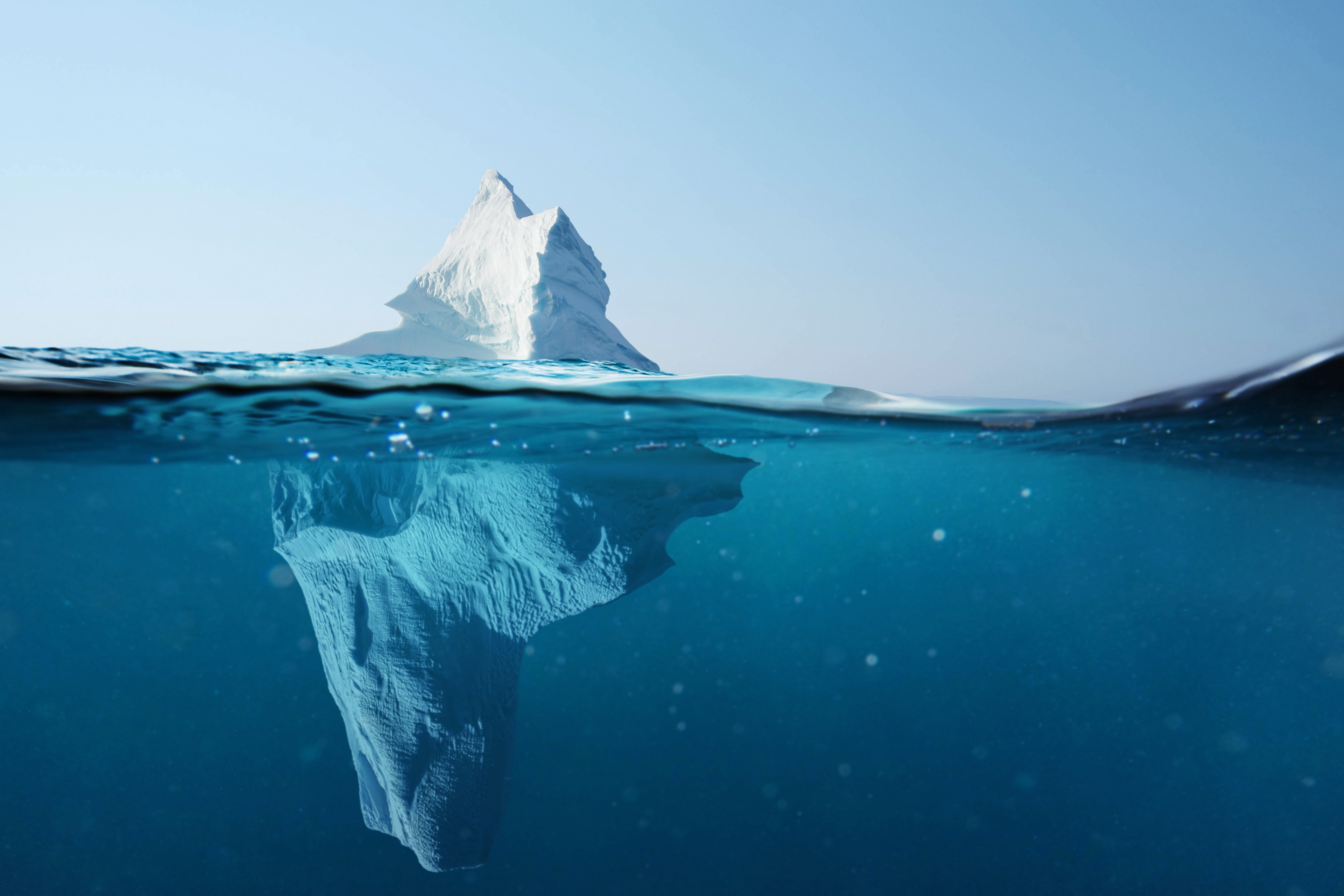 Cross-section of iceberg with a view underwater