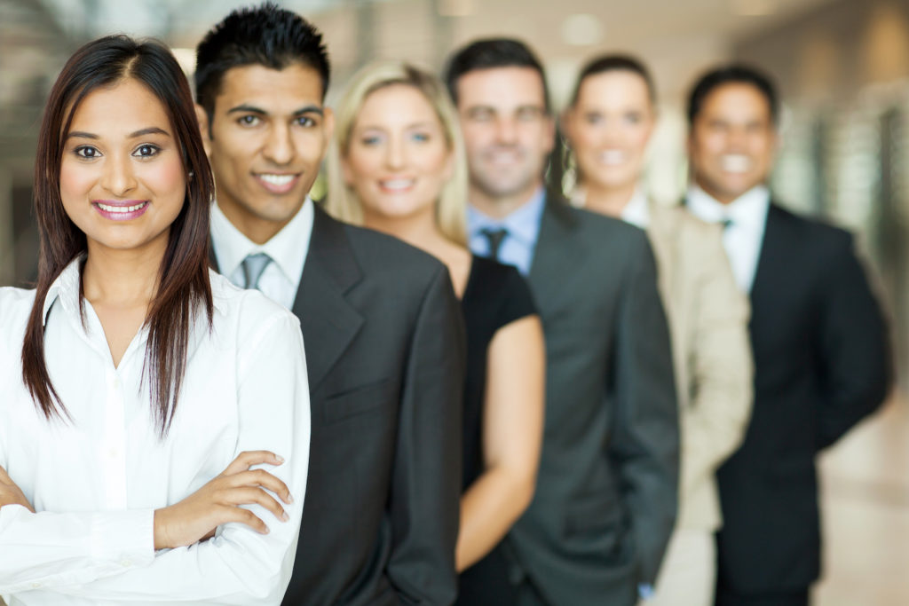 group of business team standing in a row